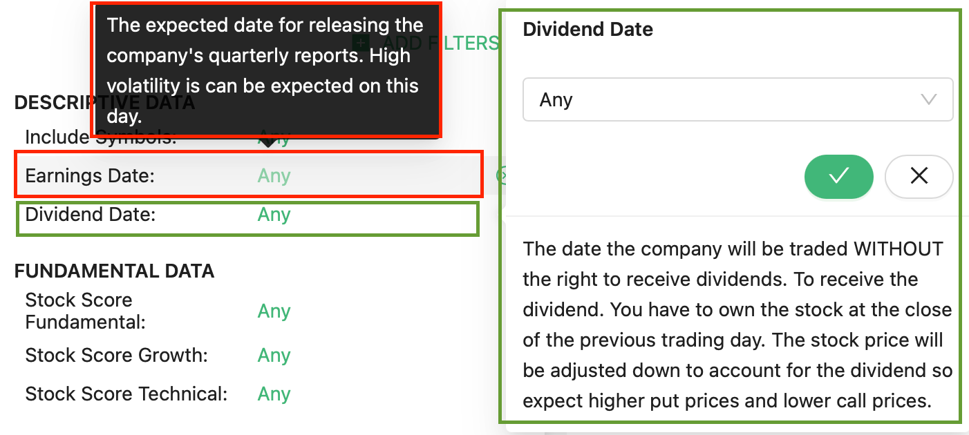 earnings dividend dates