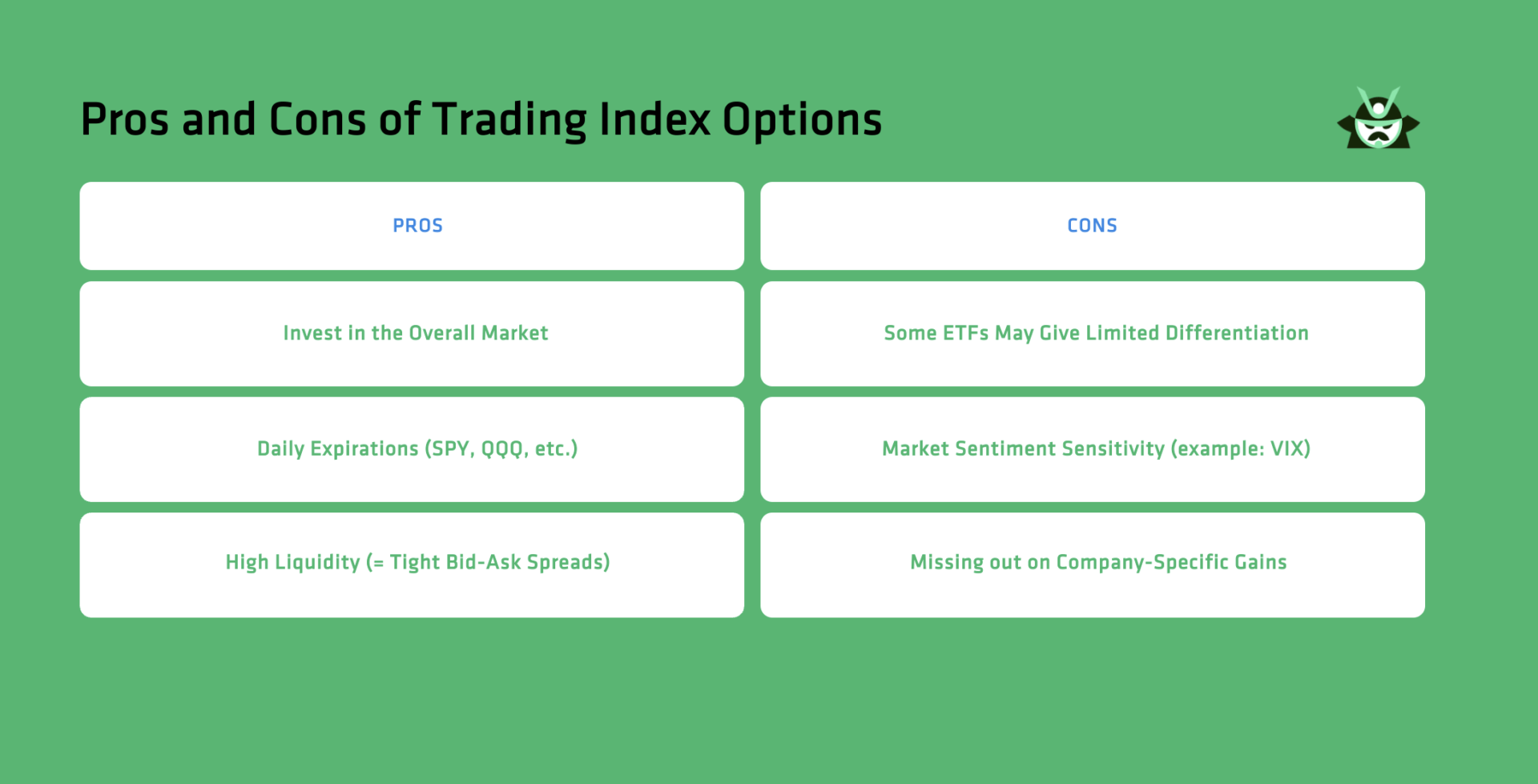 Pros and Cons of Trading Index Options