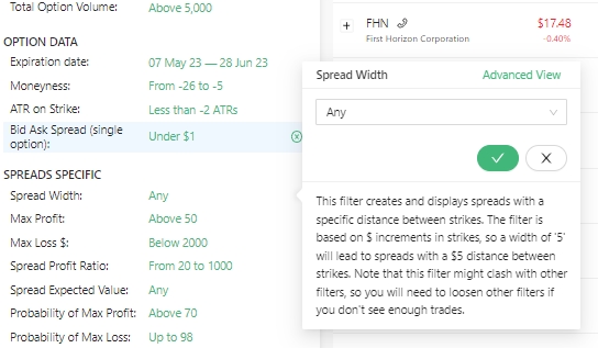 spread width filter