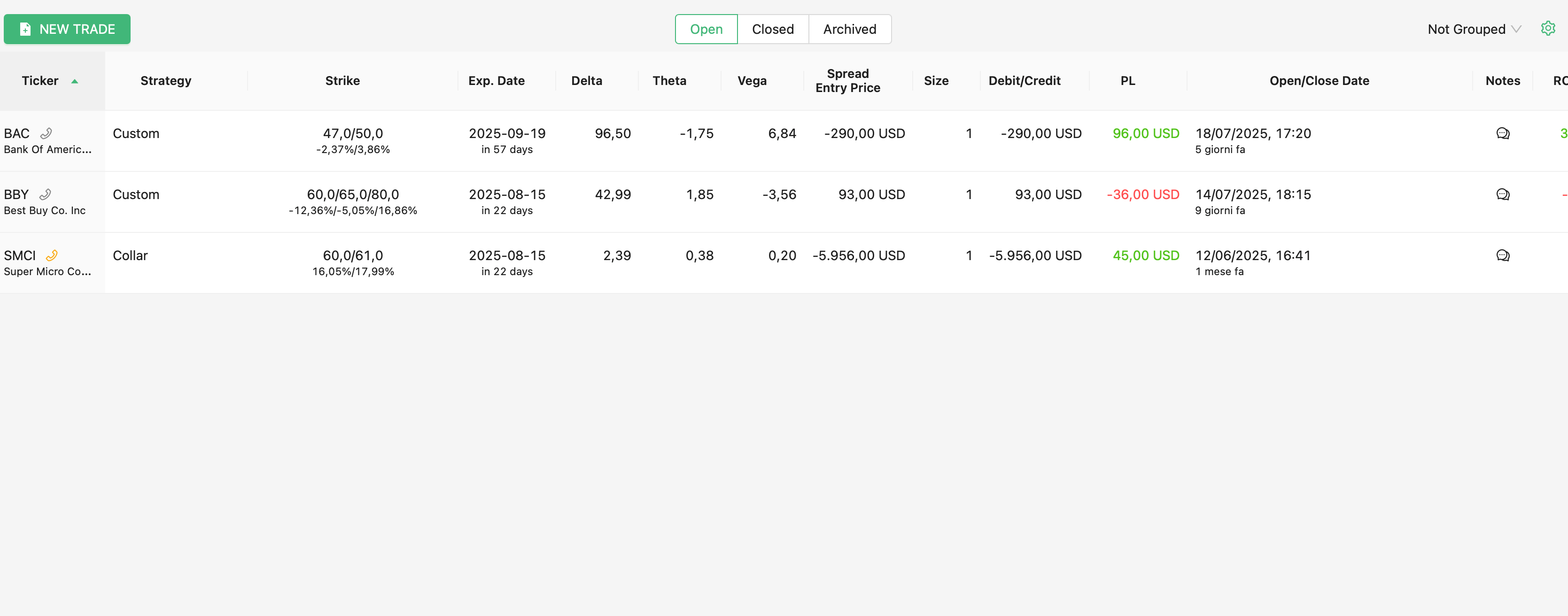 trade log