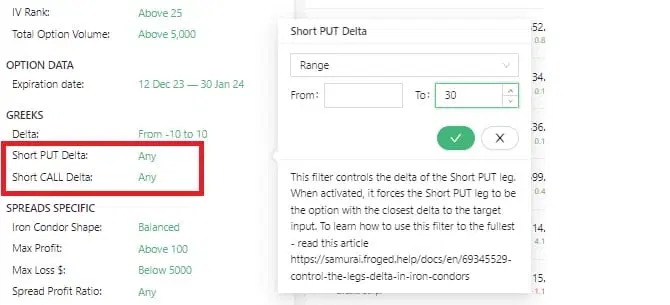 control delta filters